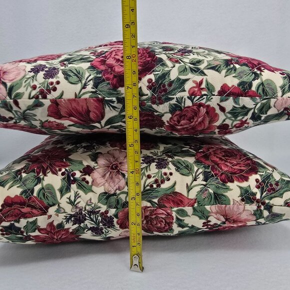 Handmade Quilted 14" Square Throw Pillow Floral Folded Star Starburst Pair 2 - Picture 11 of 11